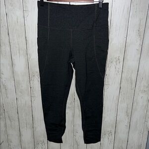 Members Mark Perforated High Waist Legging Size Large Gray Pockets Raw Hem